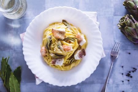 Spaghetti with Scorpionfish and Artichokes
