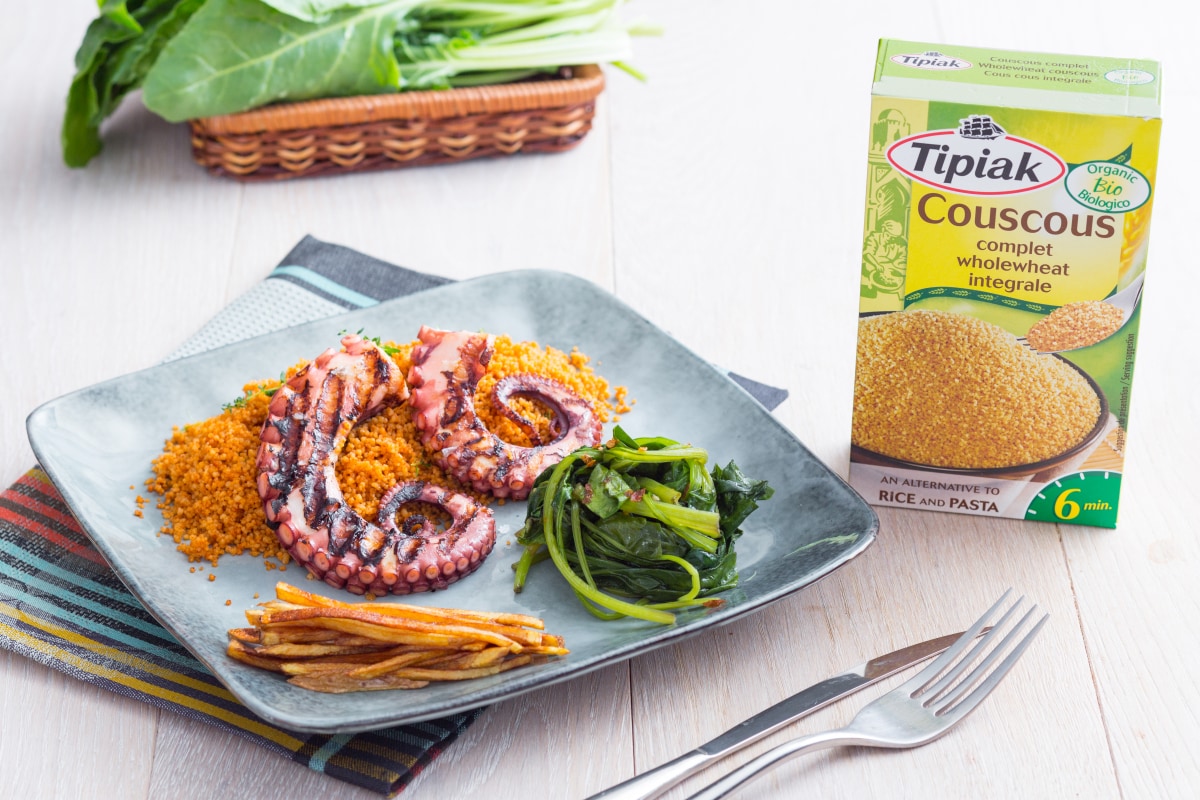 Octopus Tentacles with Paprika Couscous