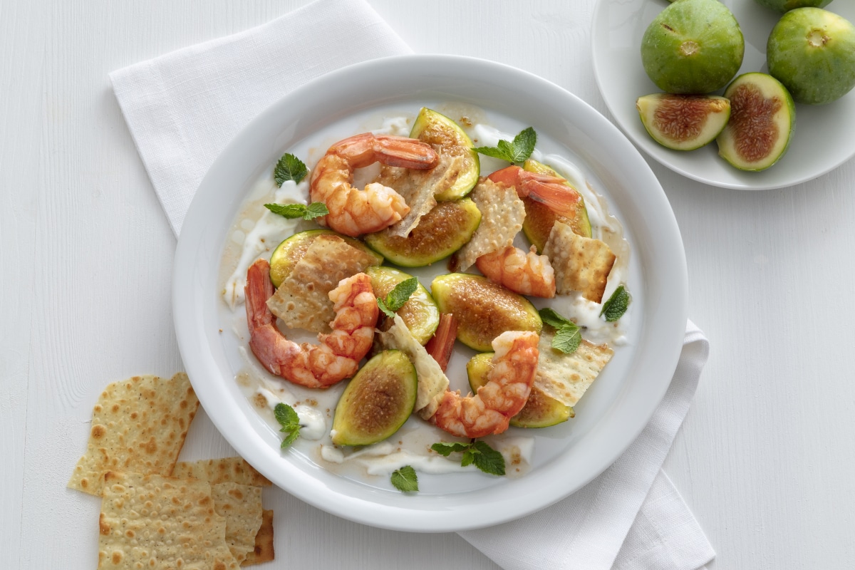 Sauteed Prawns with Figs and Mint