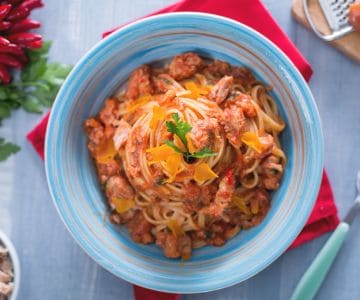 Pasta with tuna anchovies and bottarga