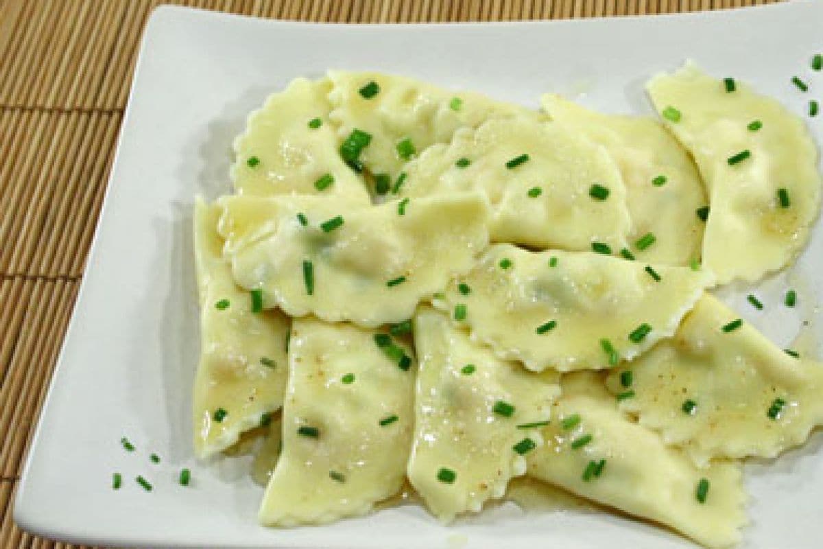 Half-moon Pasta with Salmon and Chives