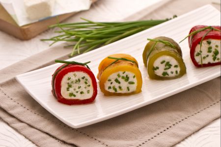 Bell Pepper Rolls with Goat Cheese Heart
