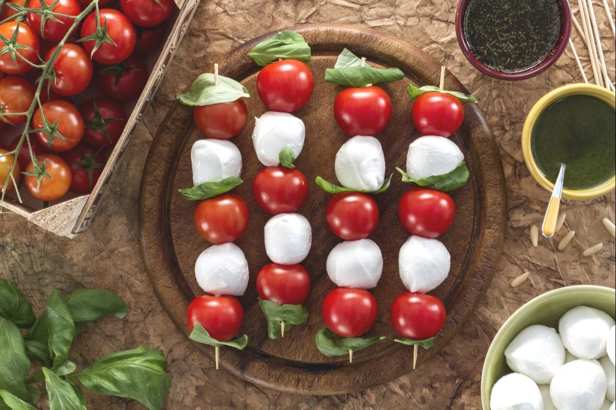Cherry Tomato and Mozzarella Skewers