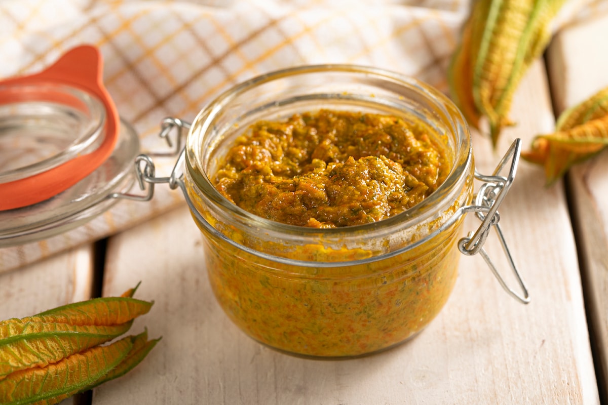 Pesto with Zucchini Flowers