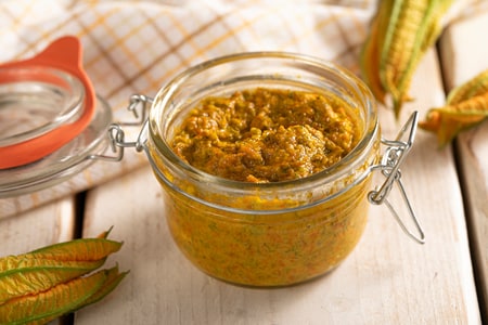Pesto with Zucchini Flowers
