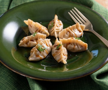 Chinese Vegetarian Dumplings in a Pan