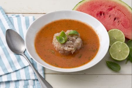 Gazpacho with Amberjack Tartare