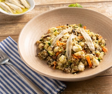 Summer couscous with anchovies and primosale