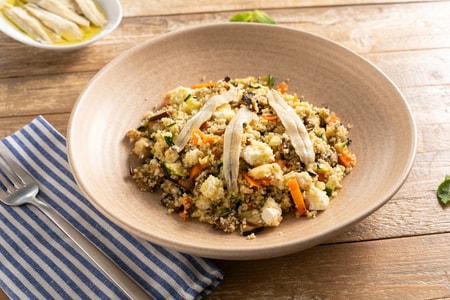 Summer couscous with anchovies and primosale