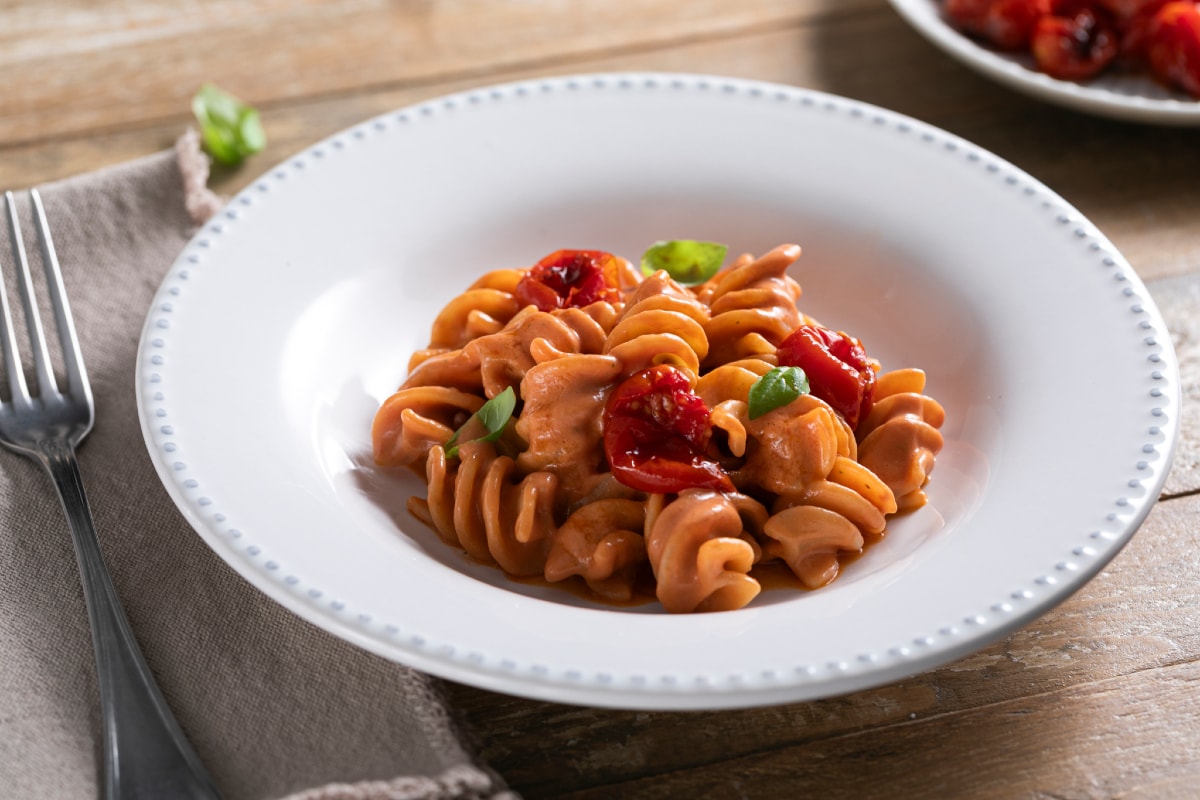 Pasta with Ricotta Cream and Roasted Cherry Tomatoes