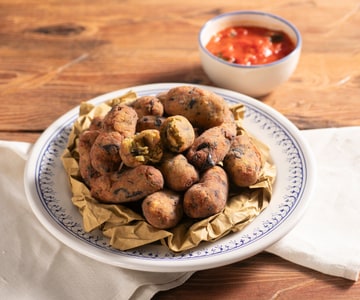 Eggplant and tuna meatballs with tomato basil sauce