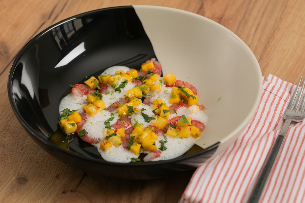 Shrimp Tartare with Coconut Milk and Mango