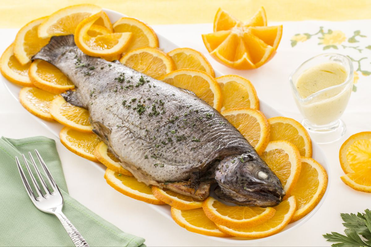 Salmon trout with orange