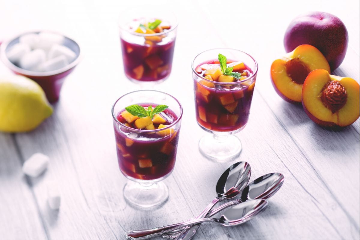 Chilled Peach Cups with Dolcetto