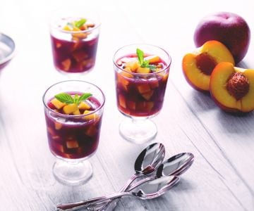 Chilled Peach Cups with Dolcetto