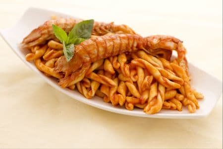 Strozzapreti with mantis shrimp sauce