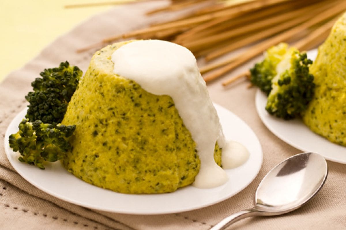 Broccoli Flans with Goat Cheese Sauce