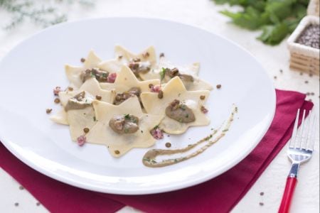 Ravioli with Cotechino and Lentil Sauce