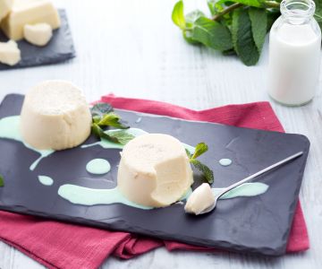 White Chocolate Bavarian Cream with Mint Sauce