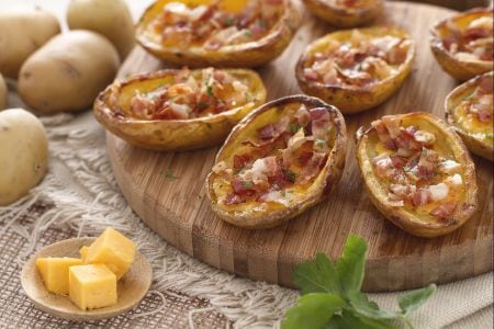 Potato boats with cheddar and bacon