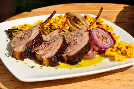 Marinated Lamb Chops with Grilled Vegetables