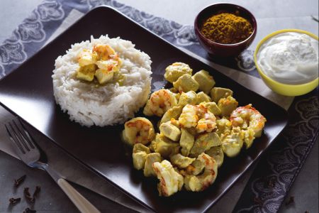 Chicken and Shrimp Curry with Basmati Rice