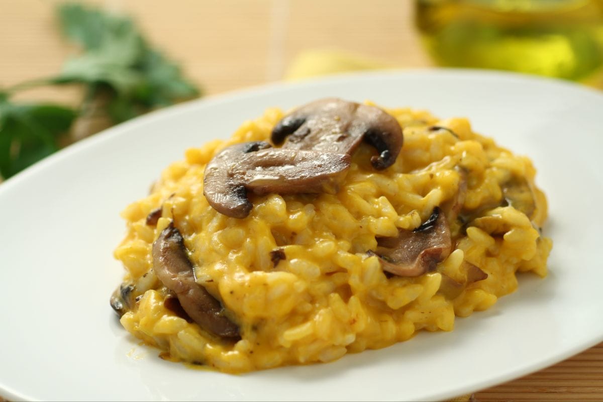 Pumpkin Risotto with Mushrooms and Taleggio