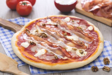Mascarpone, Speck, and Walnut Pizza