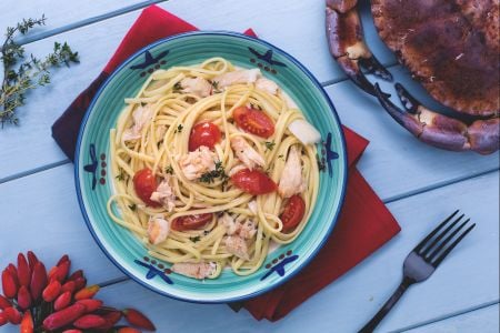 Spicy crab linguine
