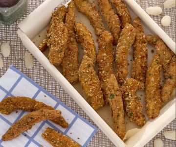 Chicken sticks with mustard sauce