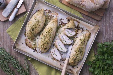 Chicken pockets with baked goat cheese