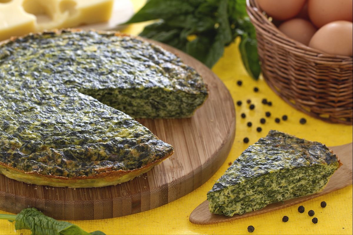 Baked omelette with ricotta and spinach
