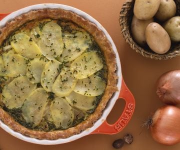 Rustic potato and onion pie