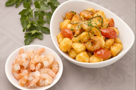 Leek and shrimp gnocchi