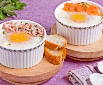 Eggs in cocotte with salmon