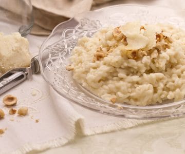 Risotto with Castelmagno and hazelnuts
