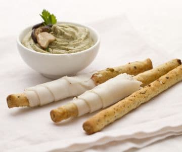 Sfilati alle olive con porcini e lardo