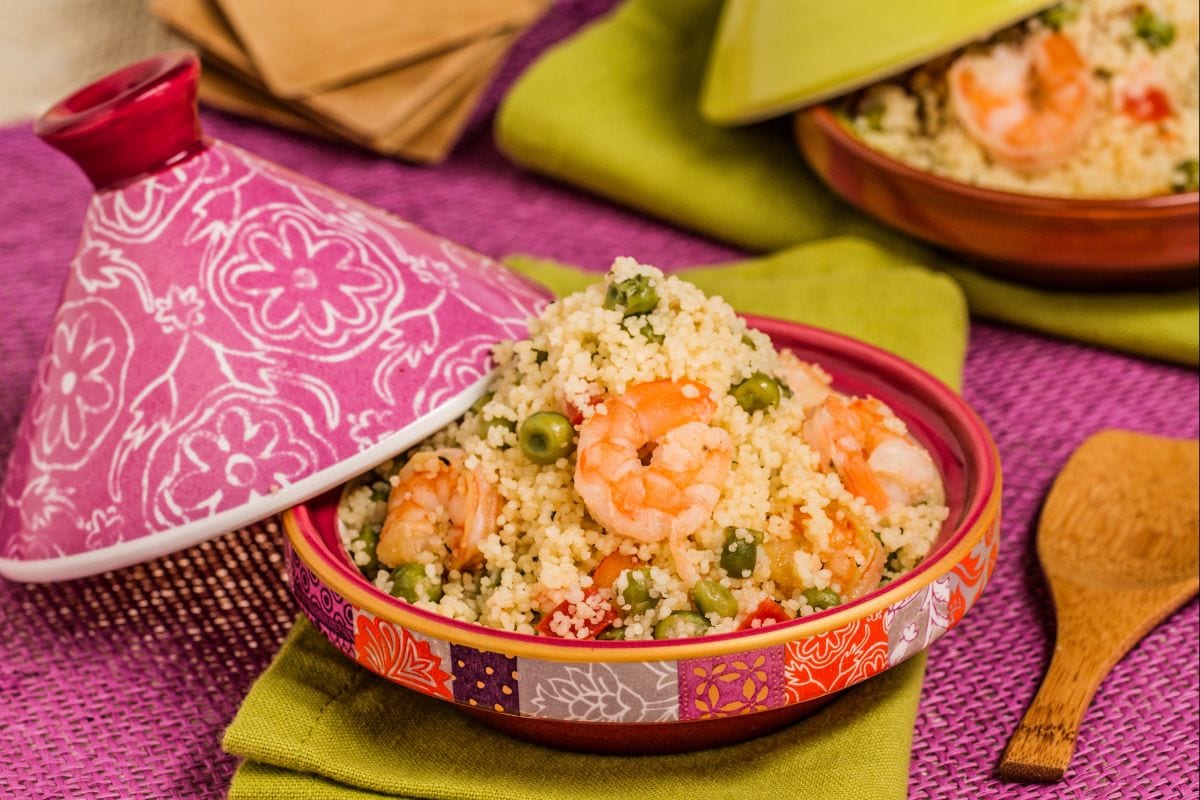 Couscous with peas and shrimp