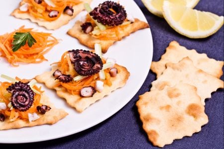Classic pastries with octopus salad