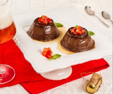 Chocolate beer and strawberry dessert