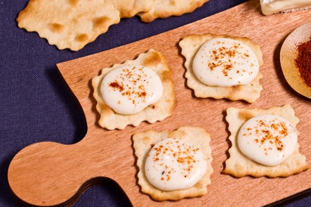 Pastries with obatzda cream and paprika