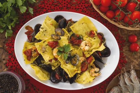 Ravioli with sole and sea bream