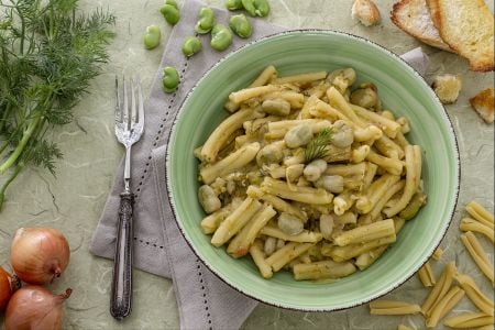 Casarecce with fava bean puree