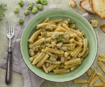 Casarecce with fava bean puree