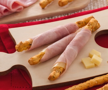 Baked Breadsticks with Ham and Emmental
