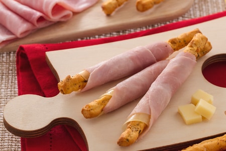 Baked Breadsticks with Ham and Emmental