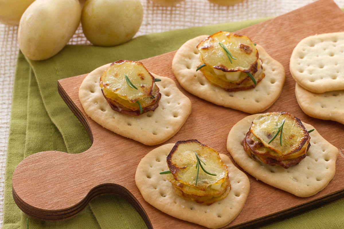 Potato tower on flatbread