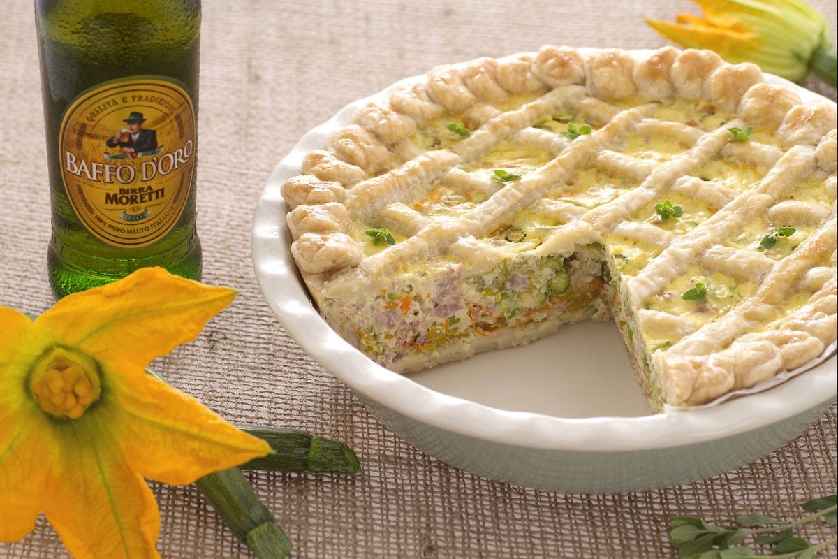 Rustic savory tart with beer
