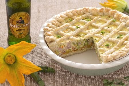 Rustic savory tart with beer