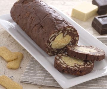 Chocolate salami with two chocolates